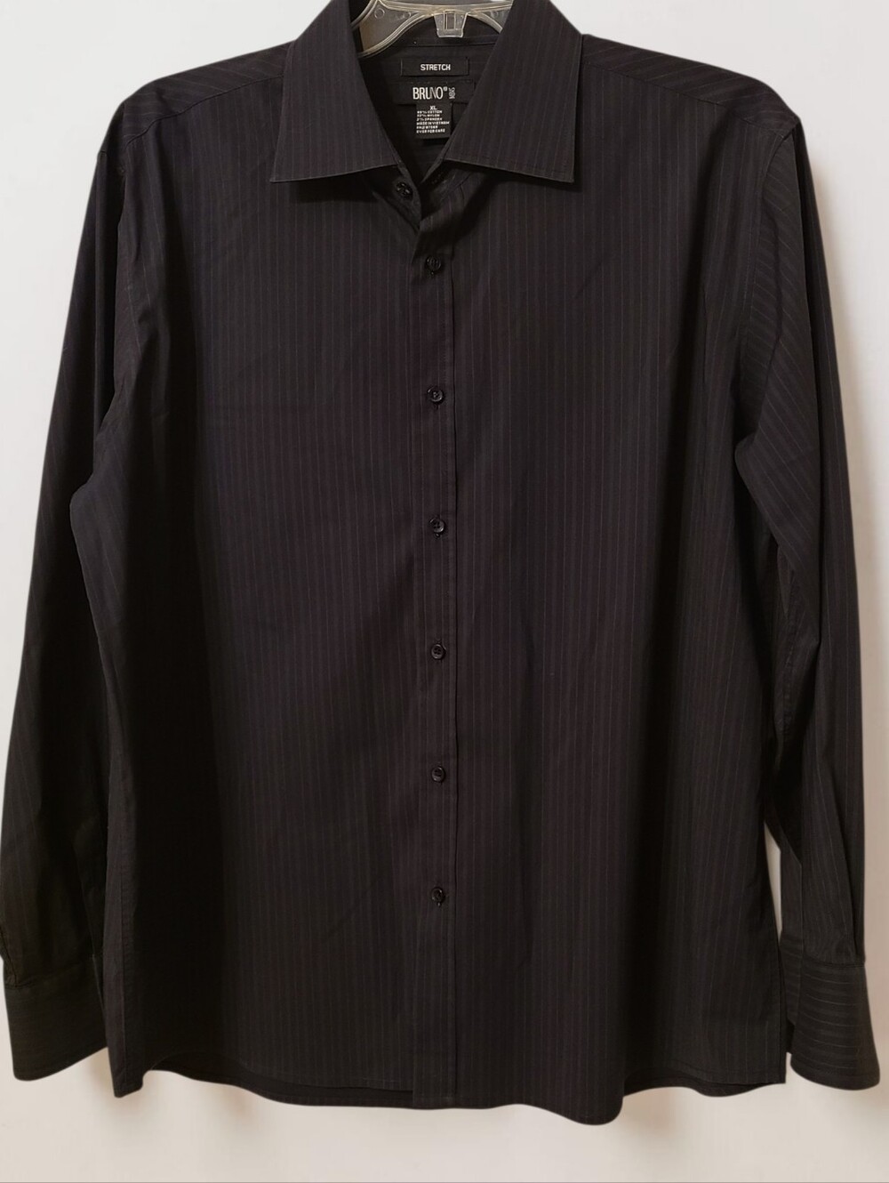 Bruno XL Men's Black Pinstripe Dress Shirt